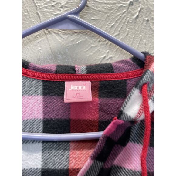 Jenni Intimates Womens Night Gown Multi Colored Plaid Hooded Size Medium - Picture 3 of 4